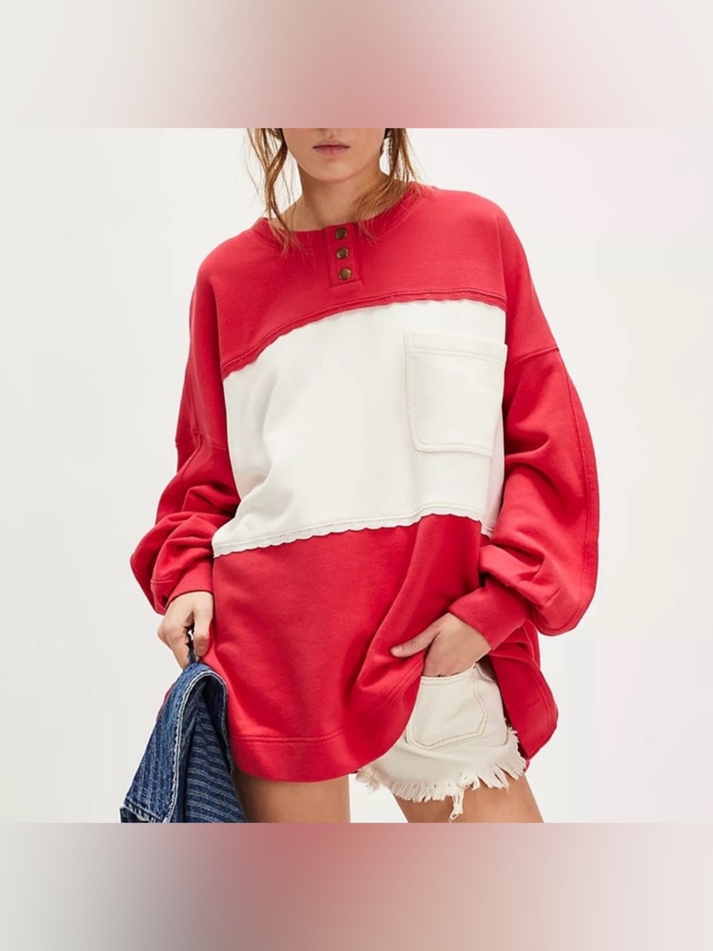 Free People Strawberry Sweatshirt. NWT. Strawberry combo